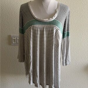Bordeaux by Anthropologie Striped Top Size XL
